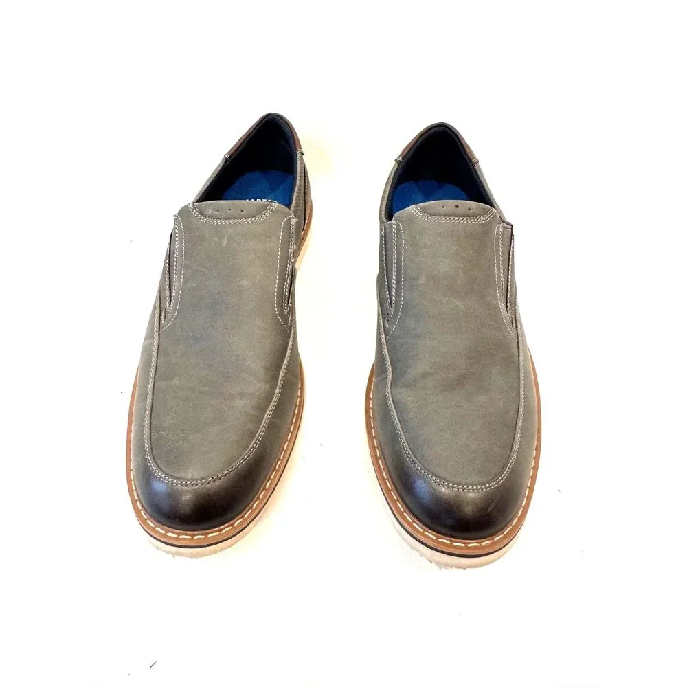 Nunn Bush Chase Grey Slip On Loafers Memory Foam Smartscent Size 8m